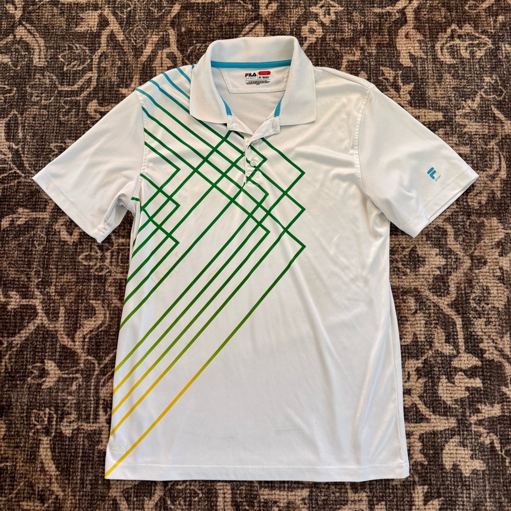 Fila White Polo Shirt with Blue Accents